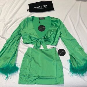 White Fox Green Skirt Set